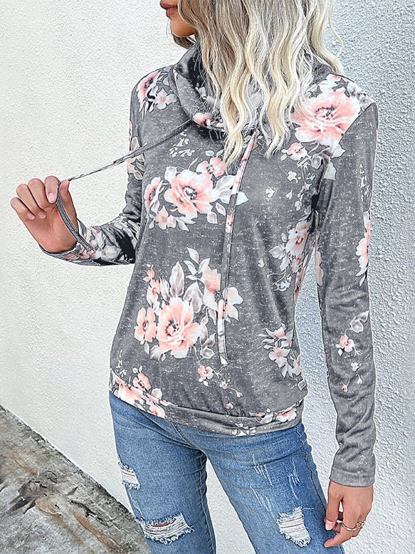 New Ladies Long Sleeve Floral Print Sweatshirt - Outerwear